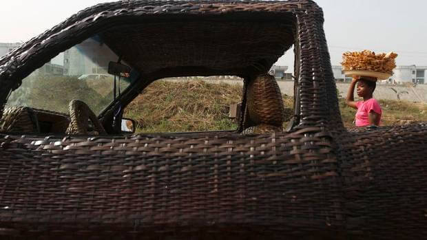 Raffia for Car body work The Woven Car Of Nigeria: Art At Its Best