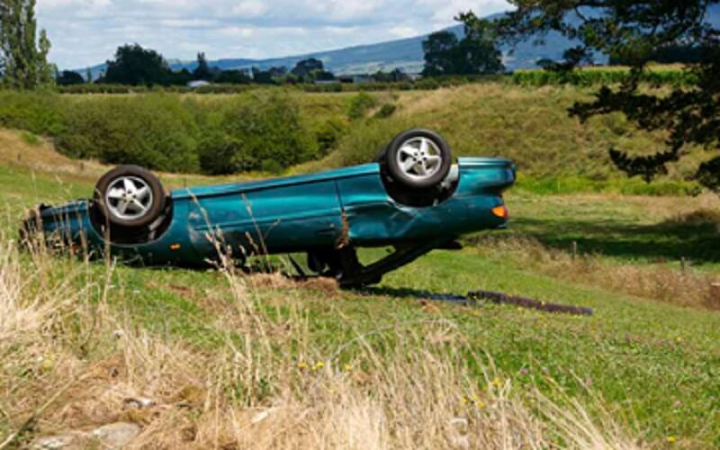 an overturned car Stopping Safely After Your Brakes Have Failed